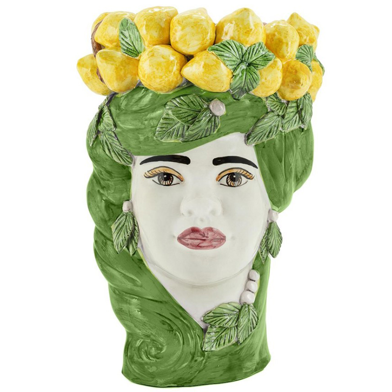 Ваза Vase Lemon Head Lady Green Зеленый Желтый Белый Ваза Vase Lemon Head Lady Green Зеленый Желтый Белый в Волгограде | Loft Concept