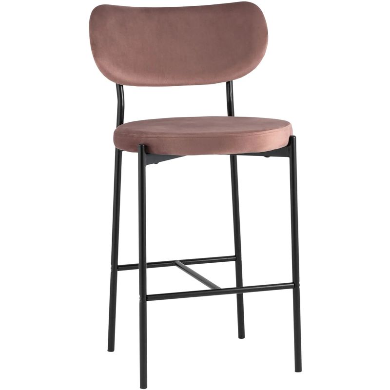 Барный Стул Alfie Chair Черные ножки Розовый Велюр Розовый пастельный Черный Барный Стул Alfie Chair Черные ножки Розовый Велюр Розовый пастельный Черный в Волгограде | Loft Concept