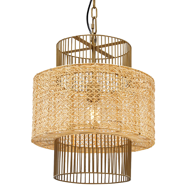 Люстра с плафоном из ротанга Raquel Wicker Chandelier Древесина Золотой Люстра с плафоном из ротанга Raquel Wicker Chandelier Древесина Золотой в Волгограде | Loft Concept