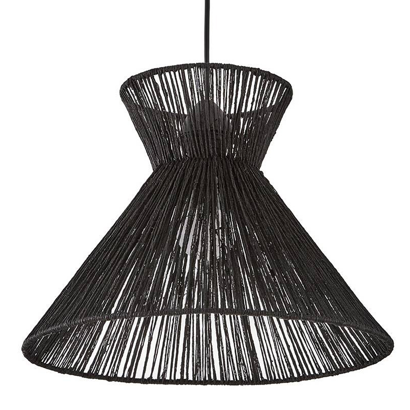 Подвесной светильник Signe Wicker Hemp Black Horn Черный Подвесной светильник Signe Wicker Hemp Black Horn Черный в Волгограде | Loft Concept