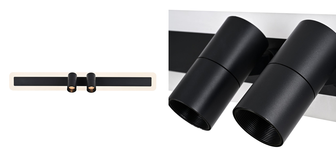 Черный потолочный светильник 2 спота с LED лентой Neoteric - фото