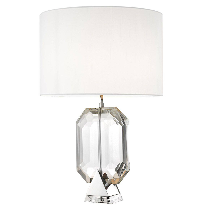 Настольная лампа Eichholtz Table Lamp Emerald Nickel & white Белый Никель Прозрачный Настольная лампа Eichholtz Table Lamp Emerald Nickel & white Белый Никель Прозрачный в Волгограде | Loft Concept
