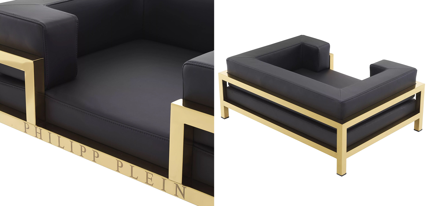 Лежанка для домашних животных Philipp Plein Dogbed High Conic L Gold - фото