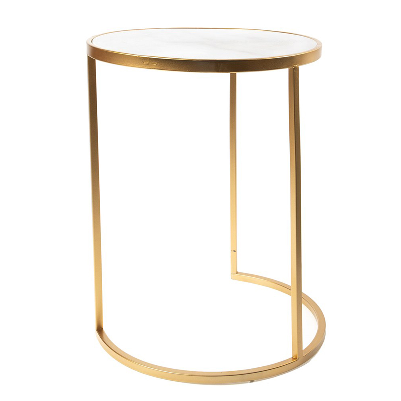 Приставной стол Round Table Marble gold белый мрамор Белый Мрамор Bianco Золотой Приставной стол Round Table Marble gold белый мрамор Белый Мрамор Bianco Золотой в Волгограде | Loft Concept