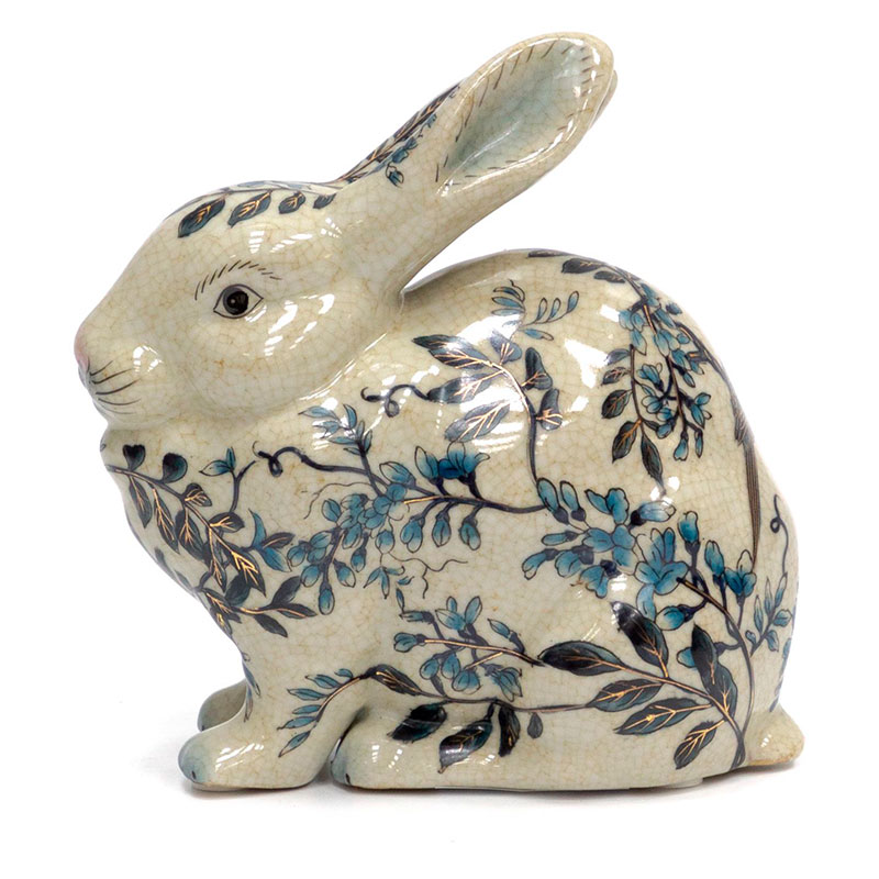 Статуэтка фарфоровая Заяц белая с орнаментом Bunny Белый Синий Статуэтка фарфоровая Заяц белая с орнаментом Bunny Белый Синий в Волгограде | Loft Concept