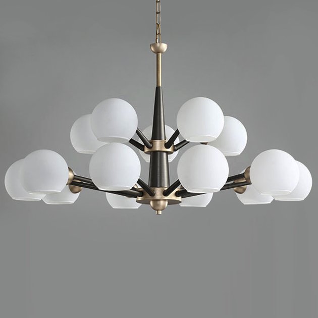 Люстра Thalia chandelier White glass 15 Золотой Белый Черный Люстра Thalia chandelier White glass 15 Золотой Белый Черный в Волгограде | Loft Concept