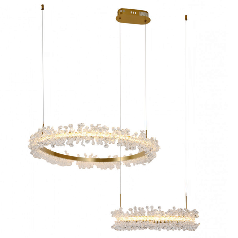 Люстра Crystal round chandelier 2 кольца Латунь Прозрачный Латунь Люстра Crystal round chandelier 2 кольца Латунь Прозрачный Латунь в Волгограде | Loft Concept