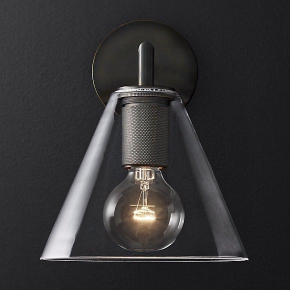 Бра RH Utilitaire Funnel Shade Single Sconce Black Прозрачное Стекло Темная бронза Бра RH Utilitaire Funnel Shade Single Sconce Black Прозрачное Стекло Темная бронза в Волгограде | Loft Concept
