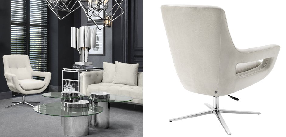 Кресло Eichholtz Swivel Chair Flavio Pebble Grey Кресло Eichholtz Swivel Chair Flavio Pebble Grey - Loft-Concept в Волгограде