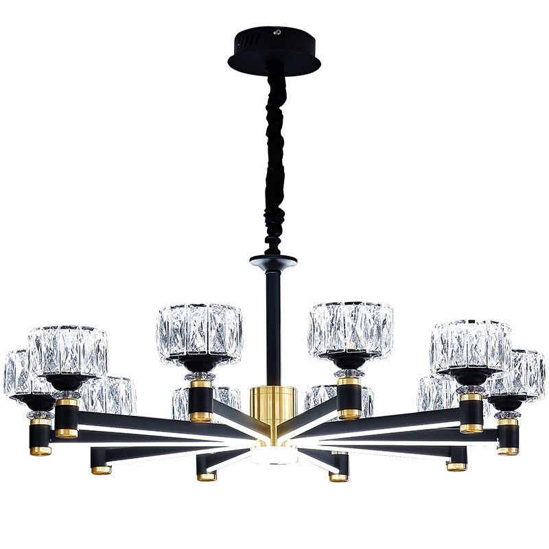 Дизайнерская Люстра 10 хрустальных плафонов Crystal Shades Chandelier Черный Дизайнерская Люстра 10 хрустальных плафонов Crystal Shades Chandelier Черный в Волгограде | Loft Concept