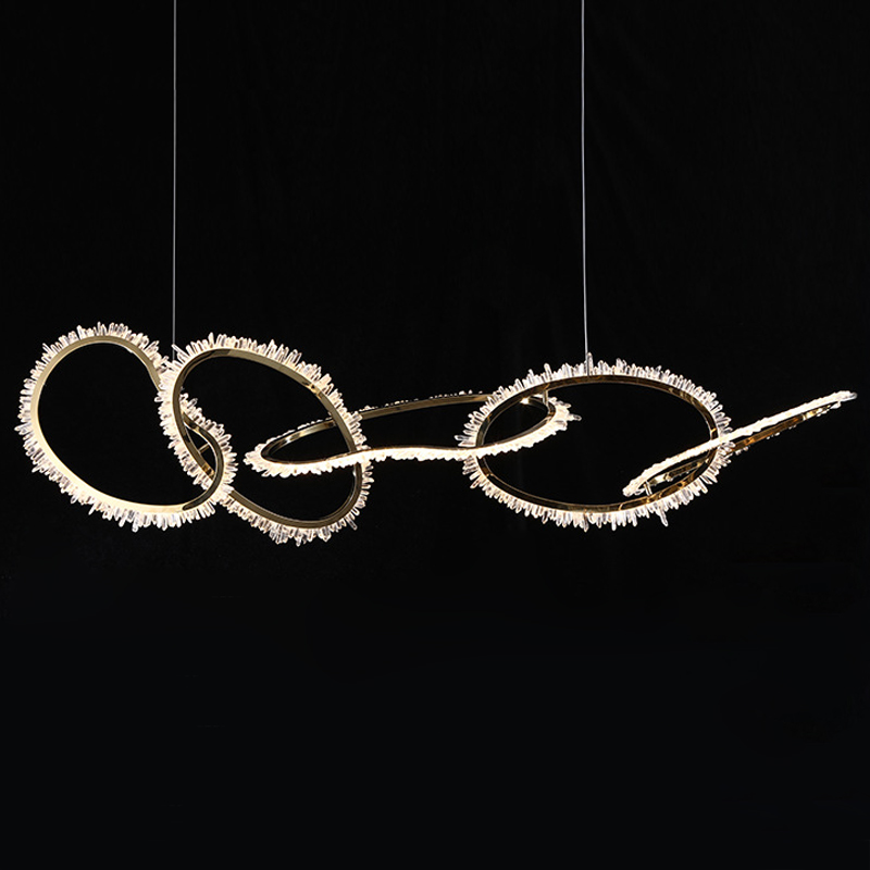 Люстра Chain Quartz Rings Crystal Chandelier Глянцевое золото Прозрачное Стекло в Волгограде | Loft Concept 