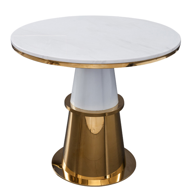 Обеденный стол Ander Table Circle Белый Латунь сатинированная Обеденный стол Ander Table Circle Белый Латунь сатинированная в Волгограде | Loft Concept
