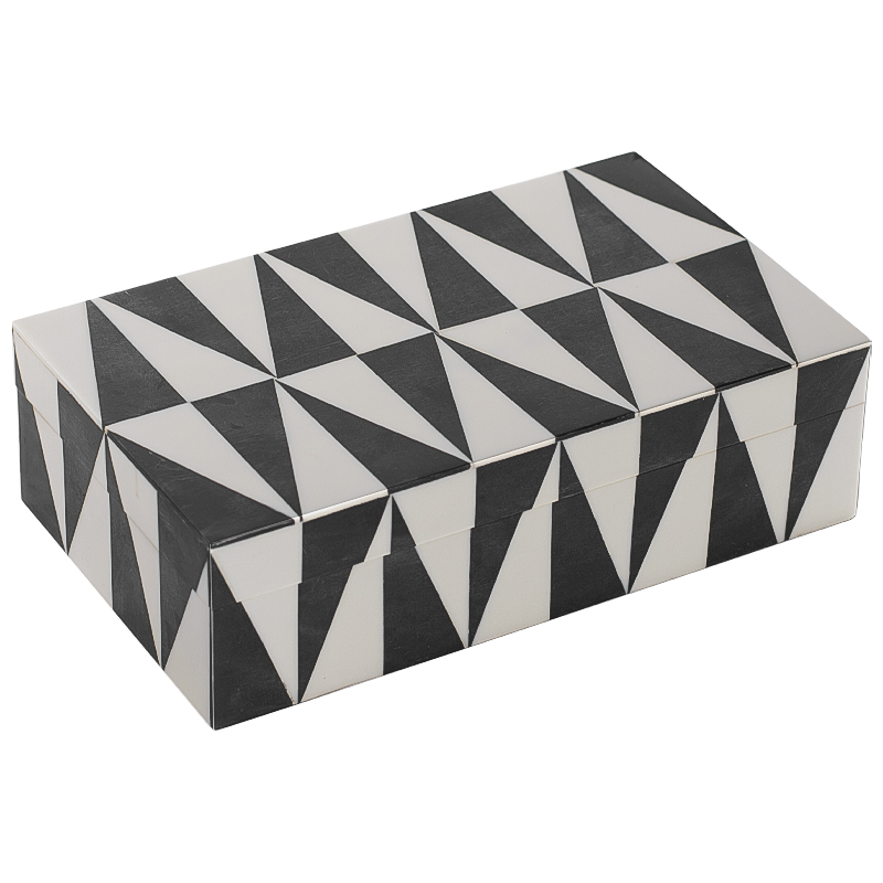 Шкатулка Black White Triangles Bone Inlay Черно-белый в Волгограде | Loft Concept 