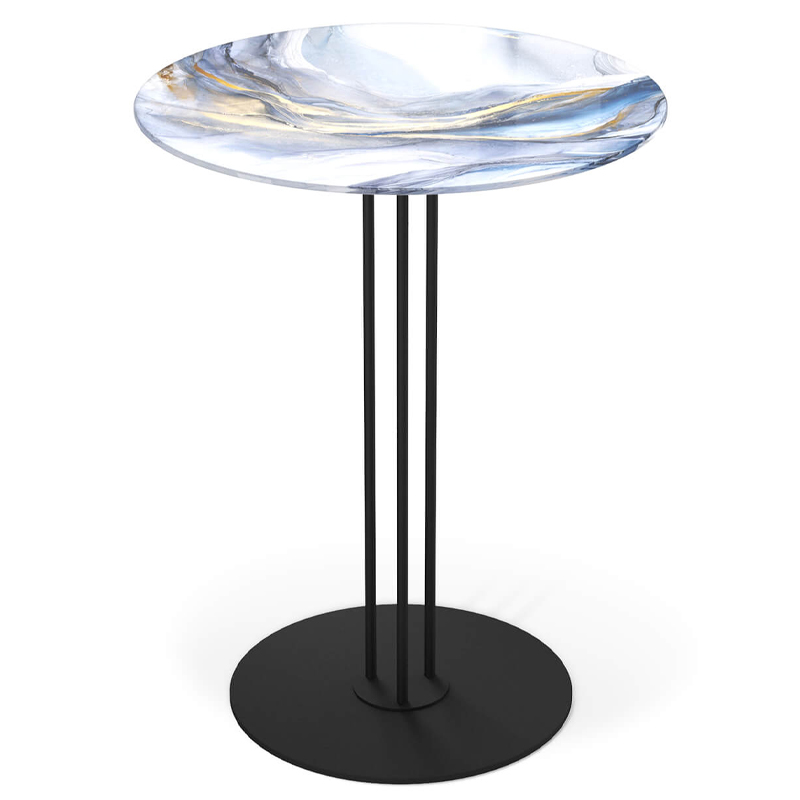 Стол журнальный с круглой бело-голубой столешницей из стекла White and Blue Marble Черный Белый Голубой Стол журнальный с круглой бело-голубой столешницей из стекла White and Blue Marble Черный Белый Голубой в Волгограде | Loft Concept