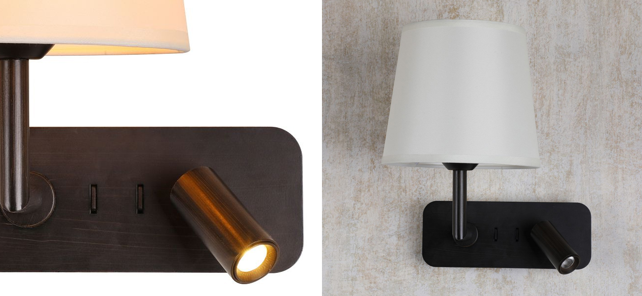 Бра с абажуром Trumpet Lamp Black 2 лампы - фото