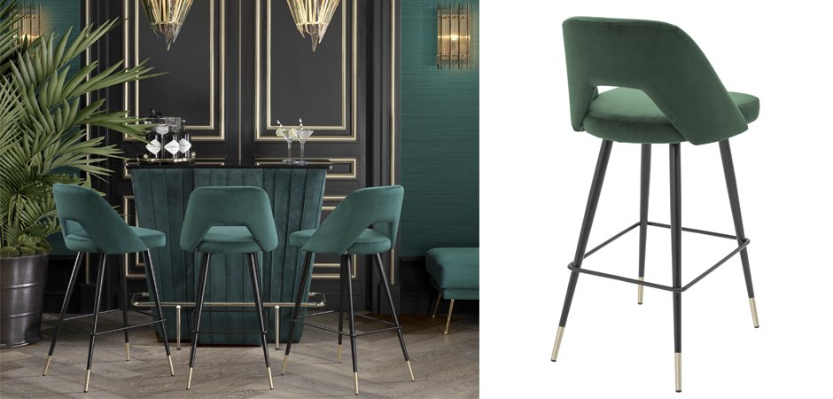 Барный стул Eichholtz Bar Stool Avorio Green Барный стул Eichholtz Bar Stool Avorio Green - Loft-Concept в Волгограде