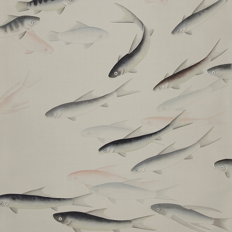 Обои ручная роспись Fishes Blue Pearl on Icefield dyed silk Обои ручная роспись Fishes Blue Pearl on Icefield dyed silk в Волгограде | Loft Concept