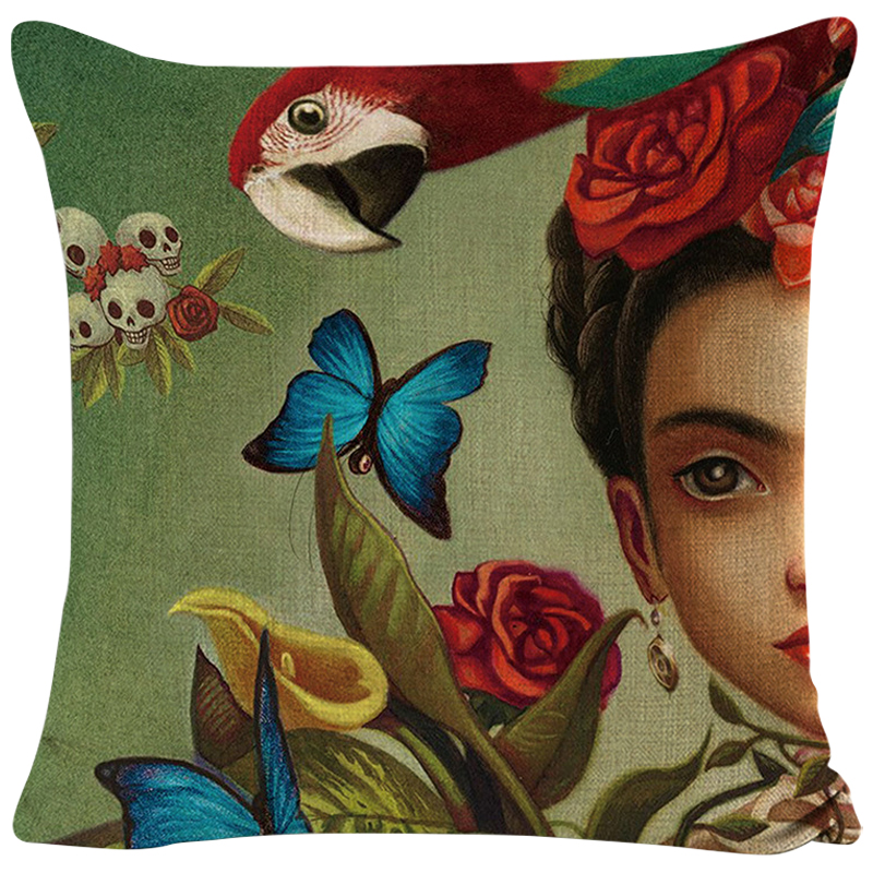 Декоративная подушка Frida Kahlo 9 Зеленый смок Мульти Декоративная подушка Frida Kahlo 9 Зеленый смок Мульти в Волгограде | Loft Concept