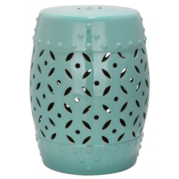 Керамический табурет Coin Lattice Garden Stool - Light Blue Голубой пастельный в Волгограде | Loft Concept 