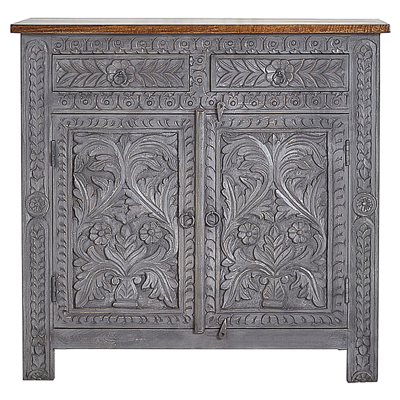 Комод Indian Antique White Furniture Chest of Drawers Ganika серый Серый Коричневый Комод Indian Antique White Furniture Chest of Drawers Ganika серый Серый Коричневый в Волгограде | Loft Concept
