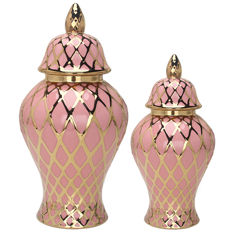 Ваза с крышкой Gold Ornament Pink Vase Розовый Золотой Ваза с крышкой Gold Ornament Pink Vase Розовый Золотой в Волгограде | Loft Concept