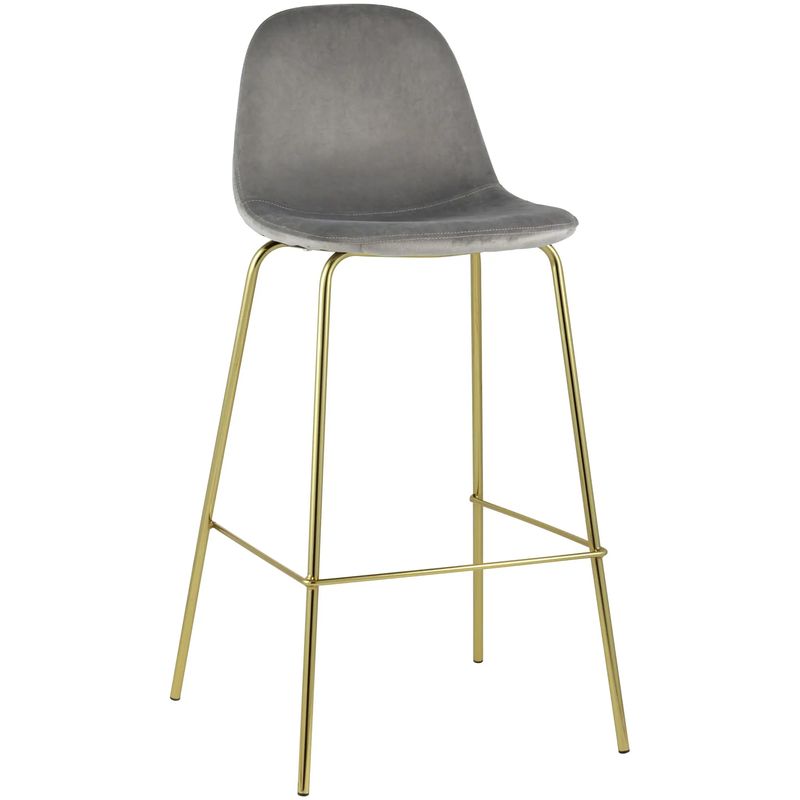 Барный Стул Archie Chair Серый Велюр Серый Золотой Барный Стул Archie Chair Серый Велюр Серый Золотой в Волгограде | Loft Concept