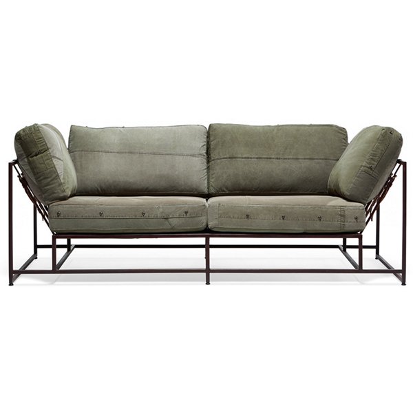 Двухместный диван Olive Military Two Seat Sofa Оливковый в Волгограде | Loft Concept 