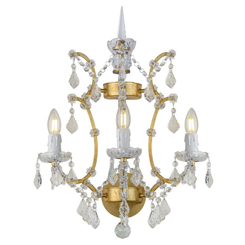 Бра 19th c. Rococo IRON & CLEAR CRYSTAL Gold Wall Lamp Золотой Прозрачное Стекло в Волгограде | Loft Concept 