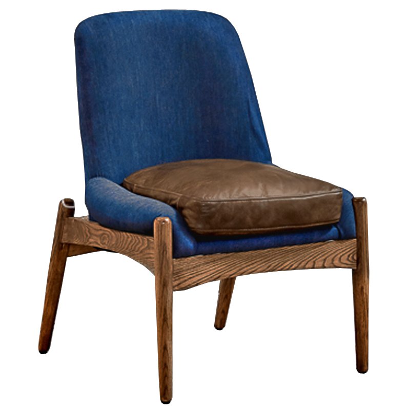 Кресло NAXOS CHAIR BLUE Leather and linen Синий Дерево Табак Кресло NAXOS CHAIR BLUE Leather and linen Синий Дерево Табак в Волгограде | Loft Concept