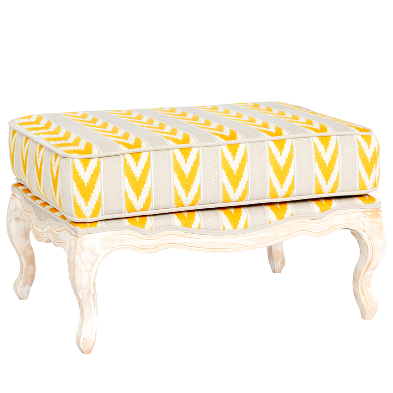 Пуф Ikat Pattern с желтым узором Белый Желтый Бежевый Пуф Ikat Pattern с желтым узором Белый Желтый Бежевый в Волгограде | Loft Concept