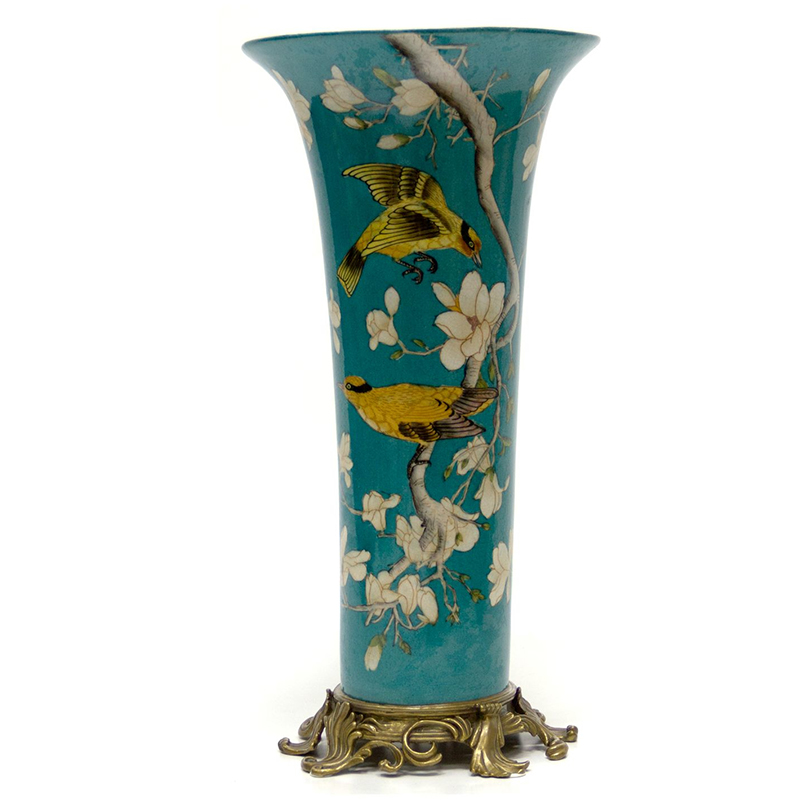 Ваза Blue Vase Birds Бронза Синий Желтый Белый Ваза Blue Vase Birds Бронза Синий Желтый Белый в Волгограде | Loft Concept