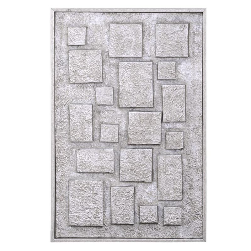 Панно Protruding Squares Серебряный Черный Панно Protruding Squares Серебряный Черный в Волгограде | Loft Concept