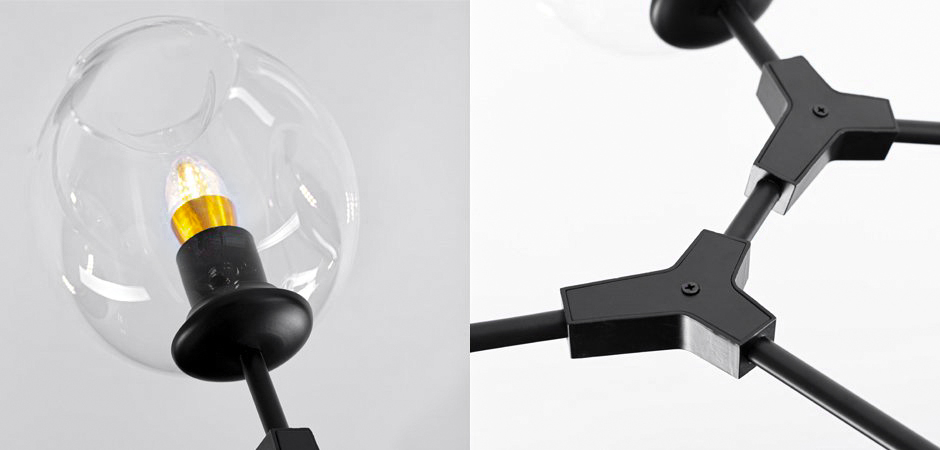 Люстра Сrumpled Glass Bubble Chandelier Black 8 плафонов Люстра Сrumpled Glass Bubble Chandelier Black 8 плафонов - Loft-Concept в Волгограде