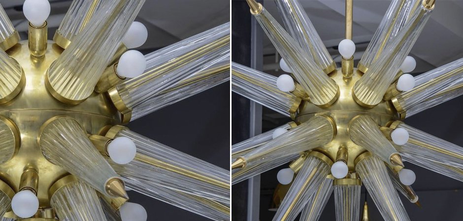Люстра Brass Sputnik Chandelier with Murano Glass Spikes Люстра Brass Sputnik Chandelier with Murano Glass Spikes - Loft-Concept в Волгограде
