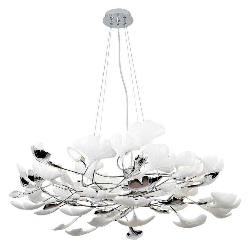 Декоративная люстра Wintery flover Silver с Белыми плафонами Серебряный Белый Декоративная люстра Wintery flover Silver с Белыми плафонами Серебряный Белый в Волгограде | Loft Concept