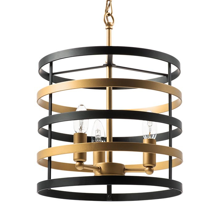 Люстра Gold Stripes Chandelier 3 Черный Золотой Люстра Gold Stripes Chandelier 3 Черный Золотой в Волгограде | Loft Concept