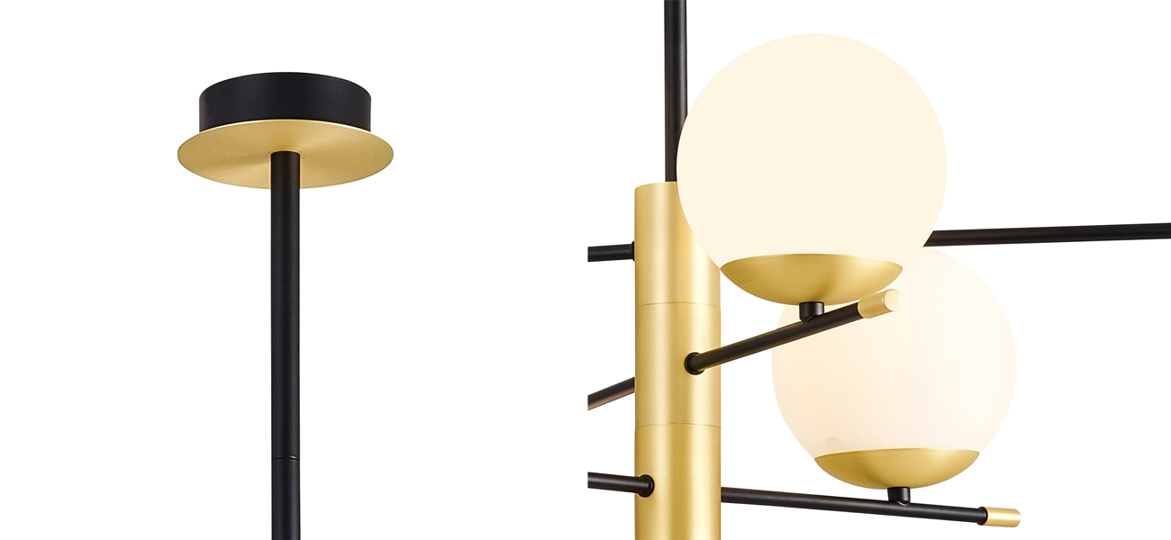 Люстра Черная с Золотом Spike Balls Hanging 6 Lamp - фото