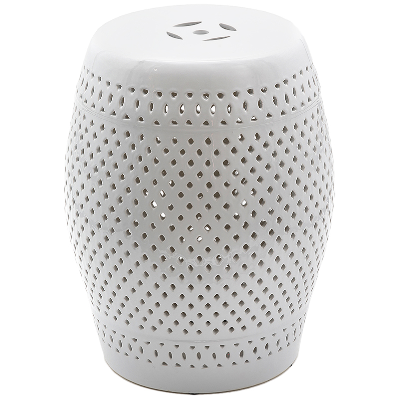 Керамический табурет Diamond Pattern Garden Stool - White Белый в Волгограде | Loft Concept 