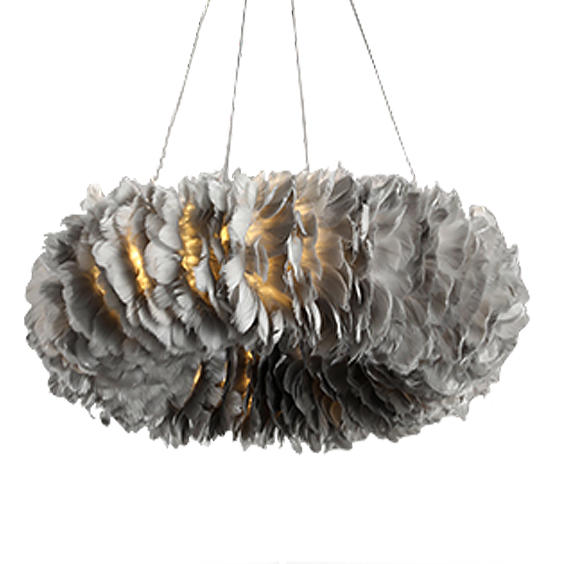 Люстра Кольцо из перьев Plumage Grey Серый Люстра Кольцо из перьев Plumage Grey Серый в Волгограде | Loft Concept