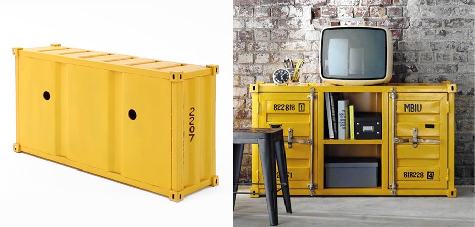 ТВ тумба морской контейнер Loft TV container yellow ТВ тумба морской контейнер Loft TV container yellow - Loft-Concept в Волгограде