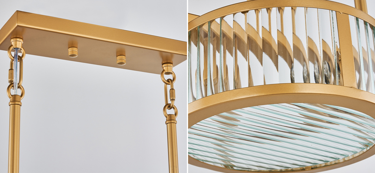 Люстра с плафонами из рельефного стекла BEAM OF LIGHT 6 ламп - фото