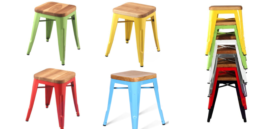 Кухонный стул Tolix Wood Seat Stool Кухонный стул Tolix Wood Seat Stool - Loft-Concept в Волгограде
