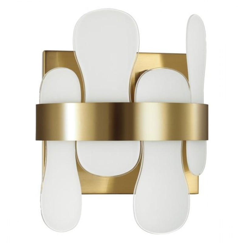 Бра Eve Wall Lamp фигурное стекло  Золотой Белое матовое стекло в Волгограде | Loft Concept 
