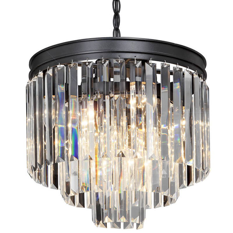 Люстра ODEON CLEAR GLASS 3-TIER Black Прозрачное стекло D 36 Черный Люстра ODEON CLEAR GLASS 3-TIER Black Прозрачное стекло D 36 Черный в Волгограде | Loft Concept