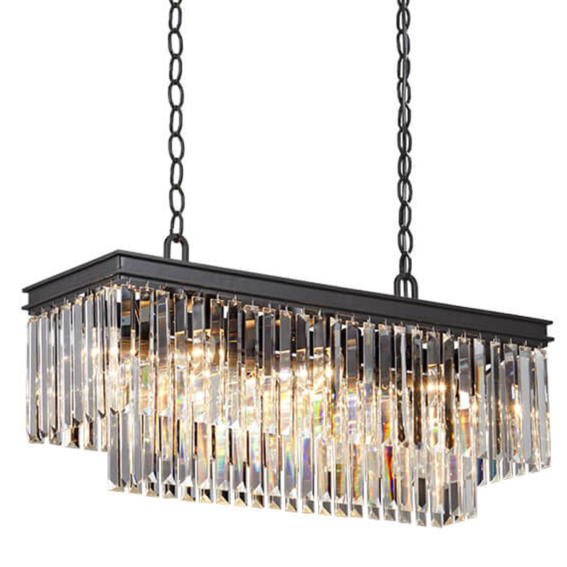Люстра RH 1920s Odeon Clear Glass Rectangular Chandelier Black iron Длина 80 Прозрачное Стекло Черный матовый Люстра RH 1920s Odeon Clear Glass Rectangular Chandelier Black iron Длина 80 Прозрачное Стекло Черный матовый в Волгограде | Loft Concept