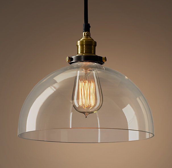 Подвесной светильник Loft Clear Glass SemiSphere Cloche Черный Подвесной светильник Loft Clear Glass SemiSphere Cloche Черный в Волгограде | Loft Concept