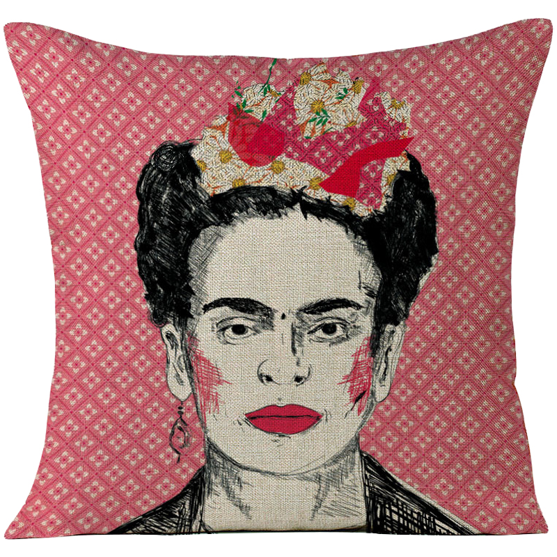 Декоративная подушка Frida Kahlo 14 Красный Бежевый Черный Розовый Декоративная подушка Frida Kahlo 14 Красный Бежевый Черный Розовый в Волгограде | Loft Concept