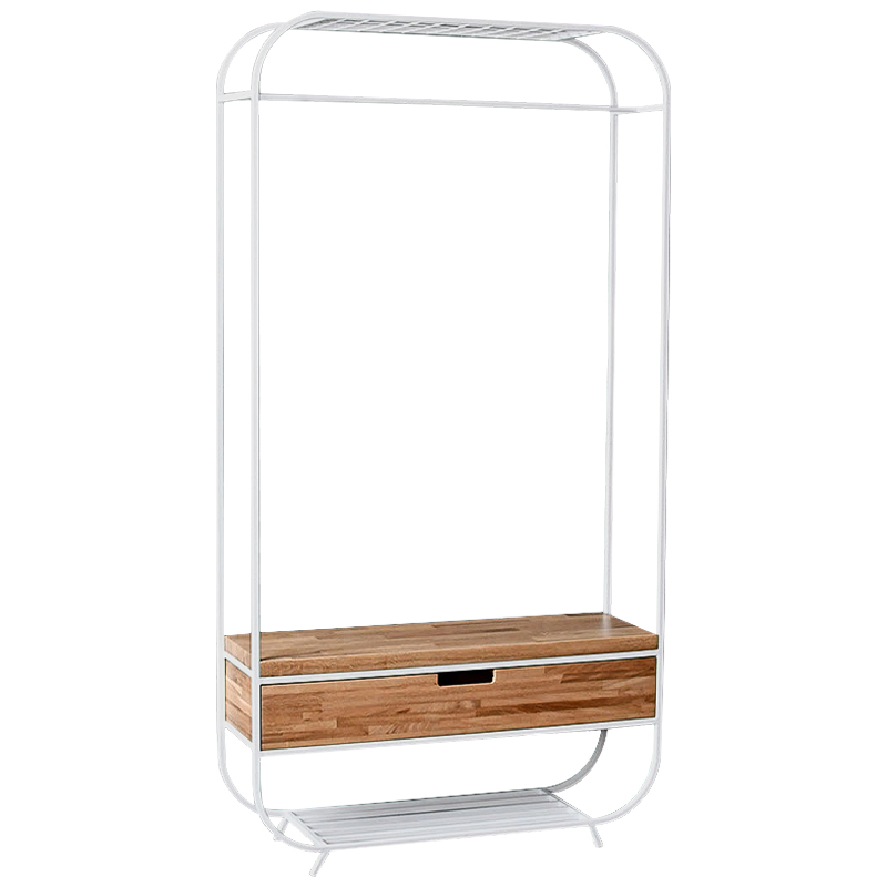 Рейл с выдвижным ящиком Ewing White Industrial Metal Rust Clothes Rail Белый Светлый дуб Рейл с выдвижным ящиком Ewing White Industrial Metal Rust Clothes Rail Белый Светлый дуб в Волгограде | Loft Concept