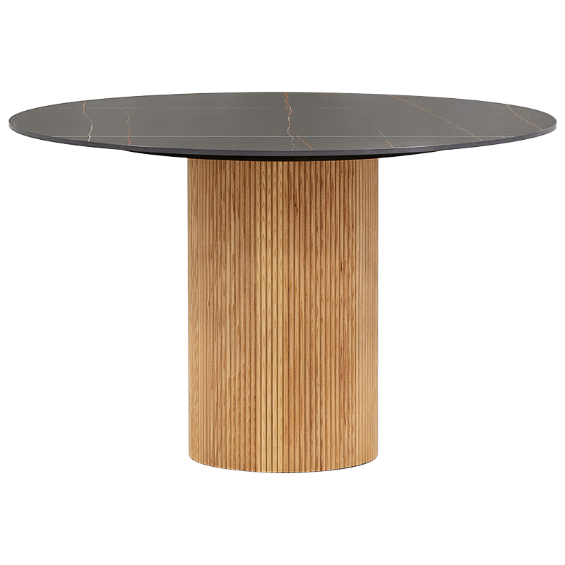 Круглый обеденный стол Malcolm Stone Dinner Table Черный Древесина Круглый обеденный стол Malcolm Stone Dinner Table Черный Древесина в Волгограде | Loft Concept