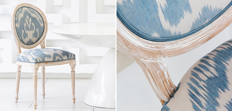 Мягкий стул со светло-голубым узором Ikat Pattern Мягкий стул со светло-голубым узором Ikat Pattern - Loft-Concept в Волгограде